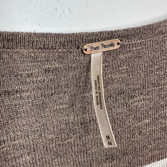 Free People Brown & Cream Striped Gold Rush Henley - Picture 5 of 8